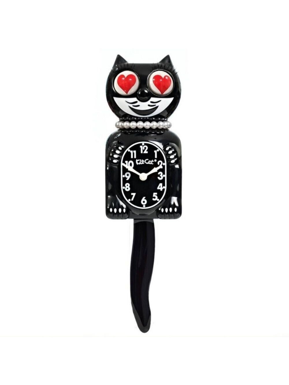 Classic Black Lady Kit-Cat Klock Clock with Heart Eyes